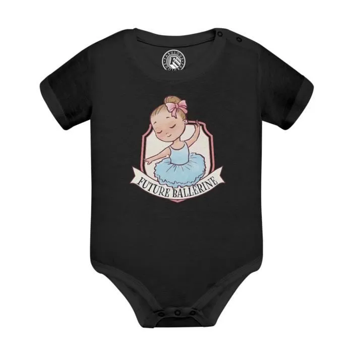 Body Bébé Manche Courte Noir Future Ballerine Danse Classique Sport-0