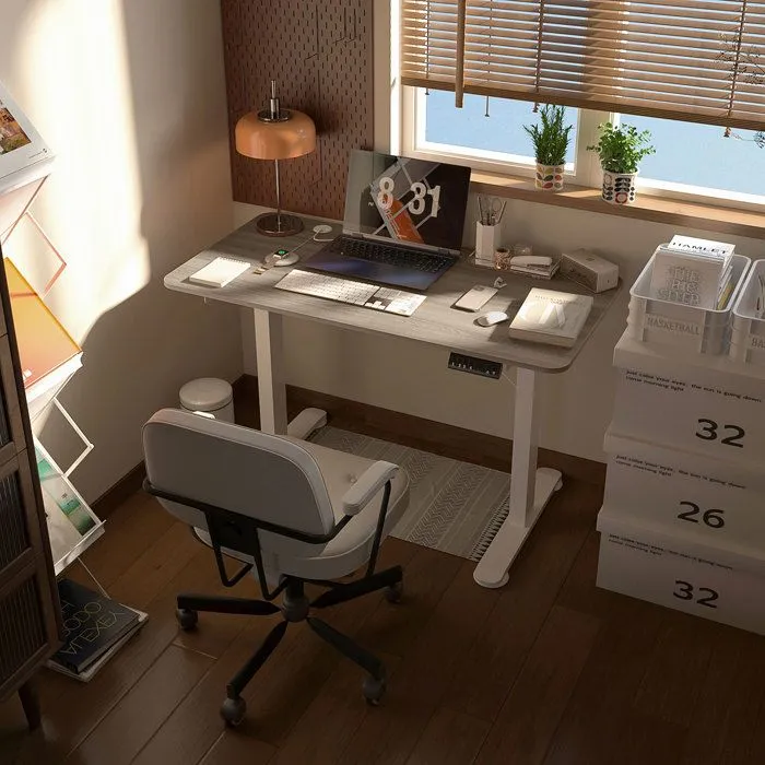 Bureau assis-debout - Vinsetto - électrique - réglable en hauteur 72-116 cm - avec fonction mémoire - 120 x 60 cm - naturel blanc-1