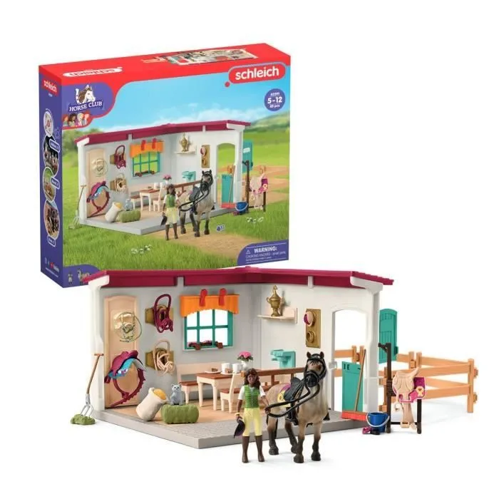 Sellerie du centre équestre, coffret avec 85 éléments inclus dont 1 cheval et 1 personnage, figurines pour enfants dès 5 ans --0