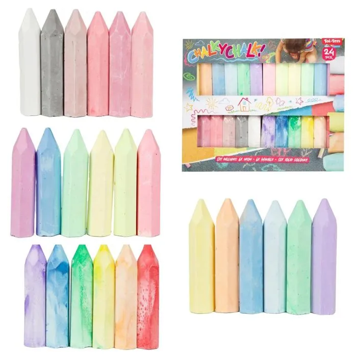 Craies pour le trottoir - MG Diffusion - Lot de 24 - Multicolore - Créativité enfantine - Mixte-0