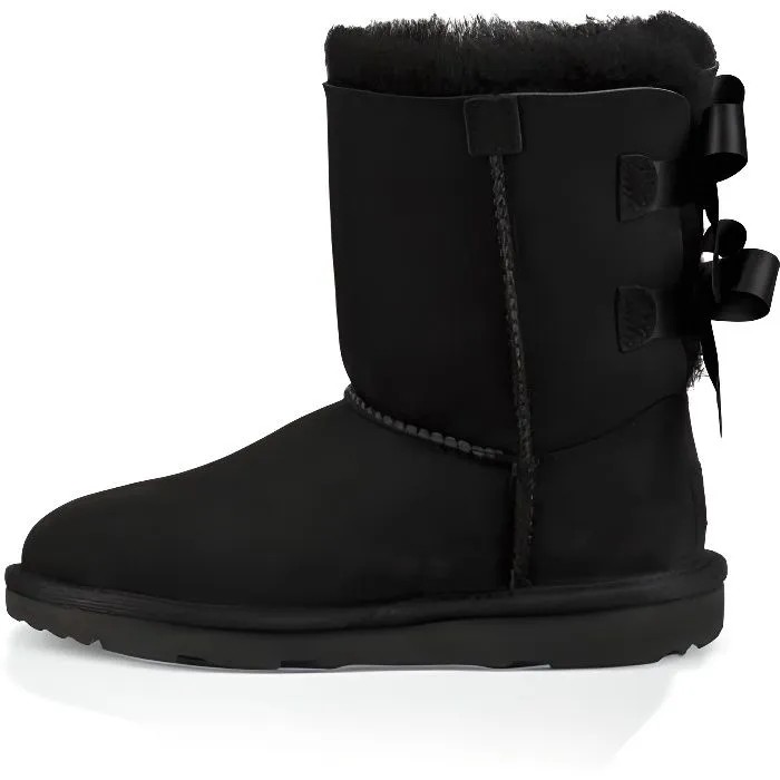 Bottines Enfant - UGG - Bailey Bow II Grand - Noir - Peau de mouton - Nuds en satin-0