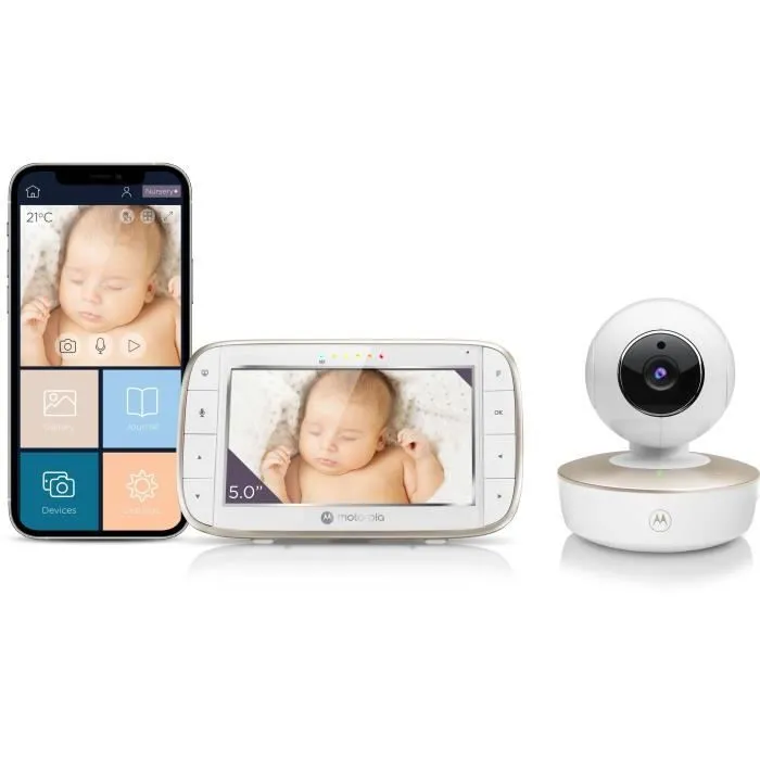 Ecoute bébé VM855 CONNECT WIFI SUR TEL + ECRAN 5" - Cam motorisé à distance - Batterie et secteur -Temperature- T-Walkie -MOTOROLA-1