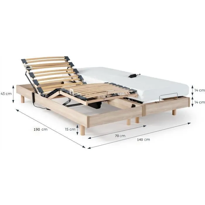 Ensemble relaxation matelas + sommiers électriques 2x70x190cm - Mousse - Ferme - TALCA Fabrication française-7
