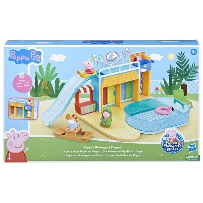 Coffret Peppa Pig Le parc aquatique de Peppa avec 2 figurines et 15 accessoires pour enfants dès 3 ans-6