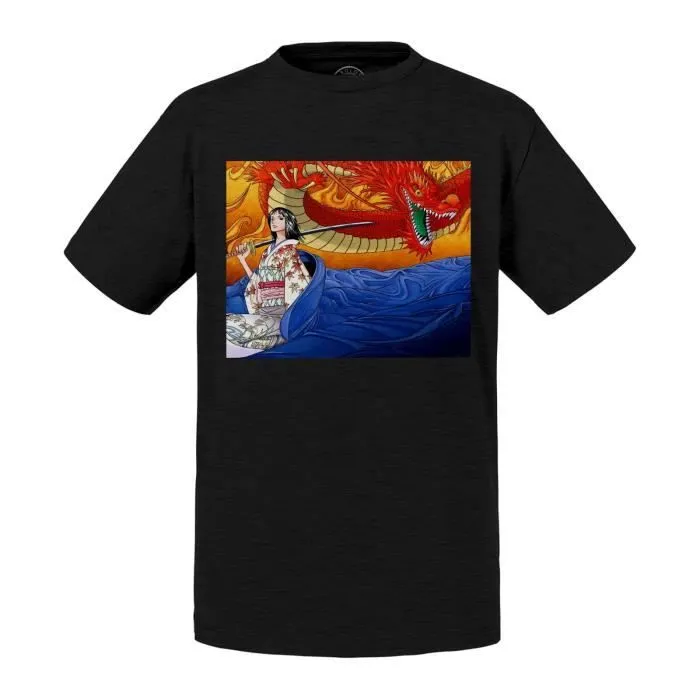 T-shirt Enfant Noir Nico Robin Dragon One Piece Pirates Manga-0
