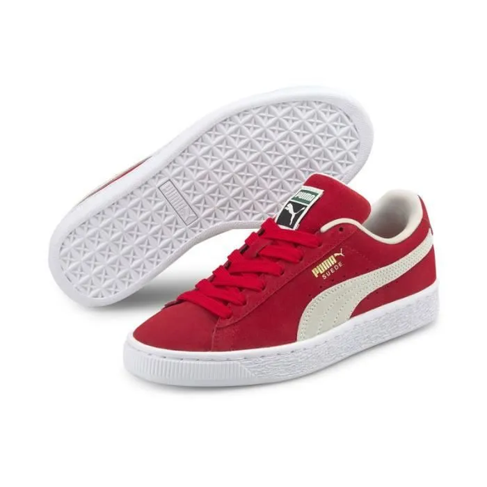 Basket Puma SUEDE CLASSIX XXI Junior - Réf. 380560-02. Couleur : Rouge, Blanc. Détails. - Tige en cuir suède. - Patch Puma sur la-1