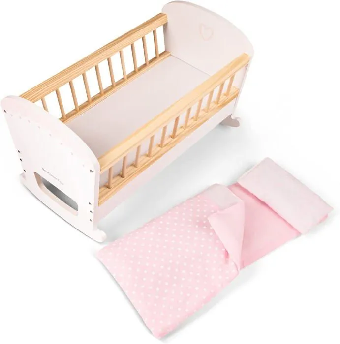 New Classic Toys - Lit de poupée en bois blanc-2