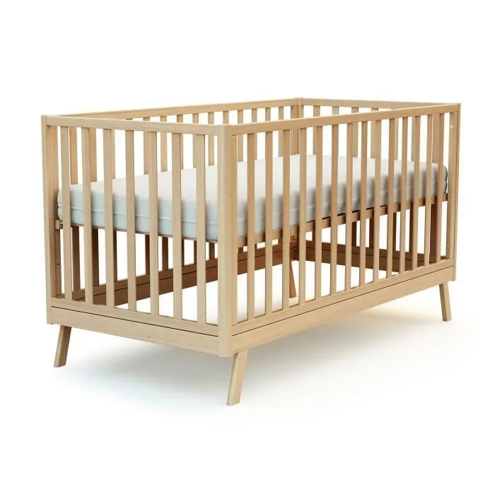 AT4 - Lit bébé évolutif 70x140 CONFORT en bois - Hêtre Verni-3
