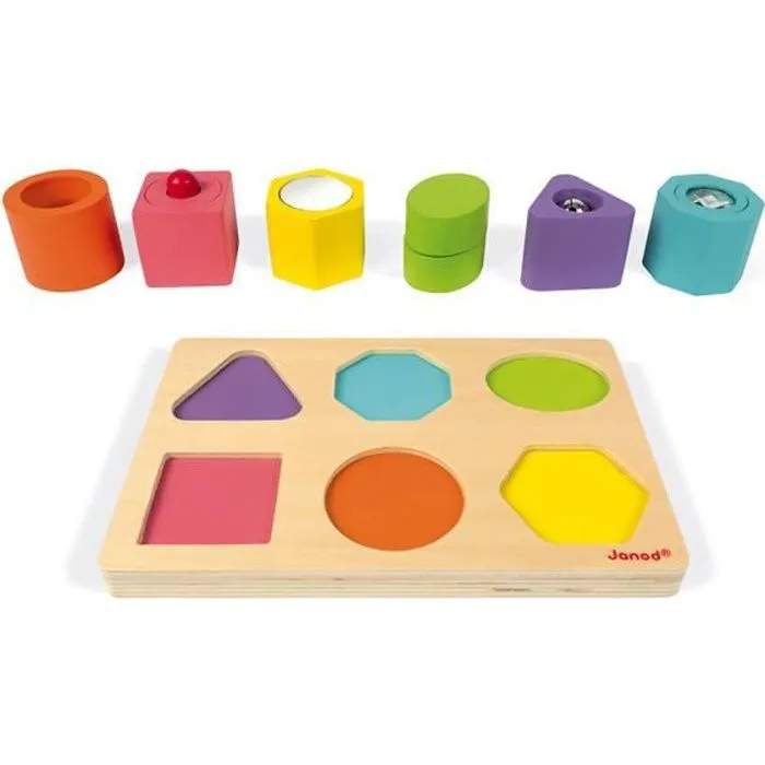 Puzzle 6 cubes sensoriels en bois - Janod - Dès 1 an - Certifié FSC-0
