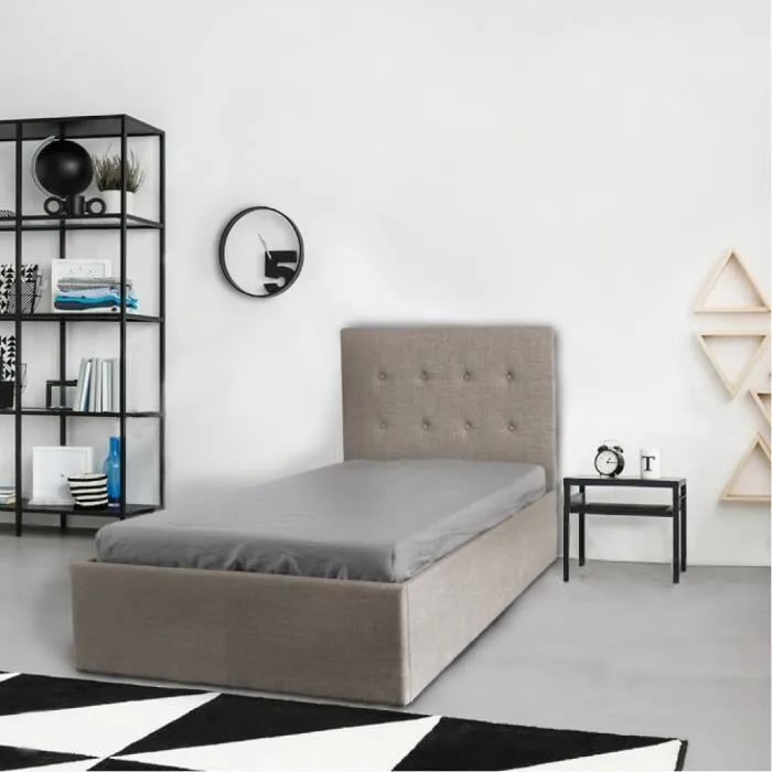 Lit coffre PARMA 90x190 + 1 sommier / Beige-1