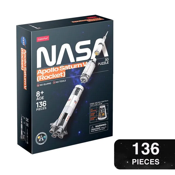 Puzzle 3D Apollo Saturn V Rocket, Puzzle 3D Enfant | Maquette A Construire Adulte, Cadeau Garcon 8 Ans, Maquettes Et Modélisme-2