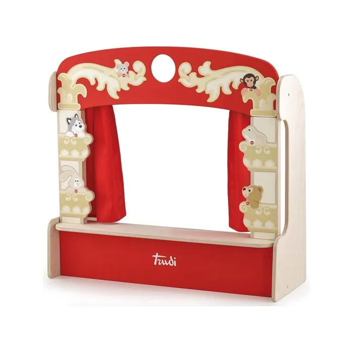 Sevi théâtre de marionnettes en bois 58 cm rouge-2