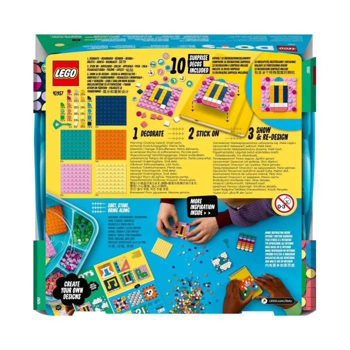 LEGO 41957 DOTS Le Méga-lot de Décorations Adhésives, Activité Manuelle, Sticker Personnalisé Téléphone, Cadeau Filles Garçons 6-5