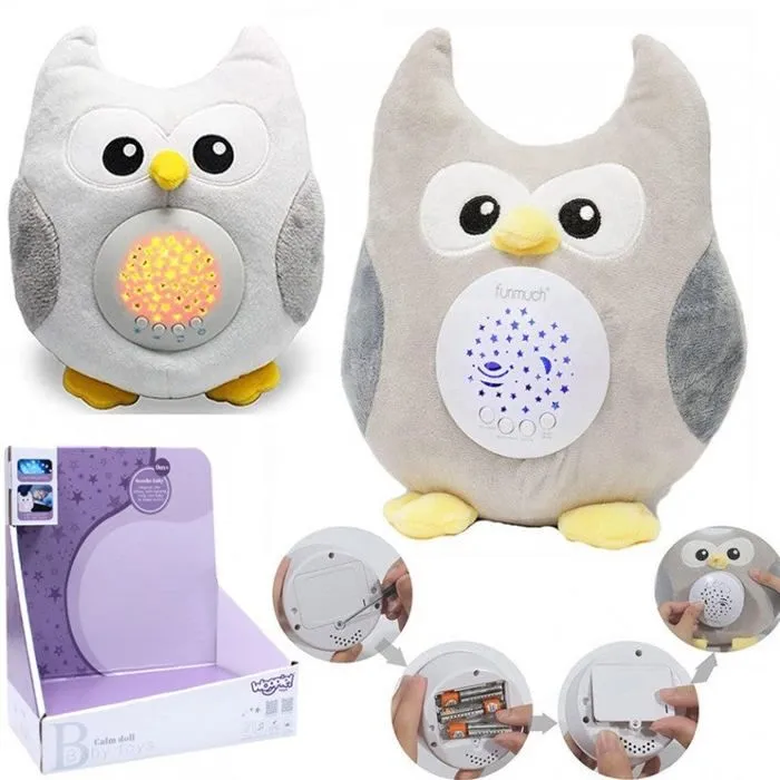 Woopie - Peluche veilleuse musicale Hiboux "Projection d'étoiles et bruits blancs" - Dès la naissance-0
