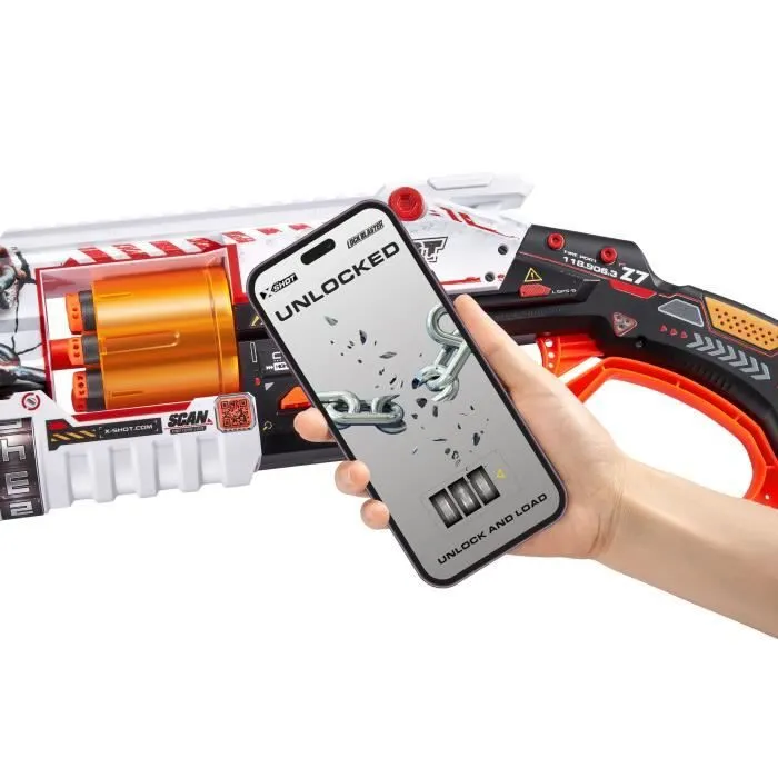 Blaster Verrouillable - ZURU - XSHOT Skins Lock Gun - Blaster avec combinaison de verrouillage et canon rotatif à 8 fléchettes-2