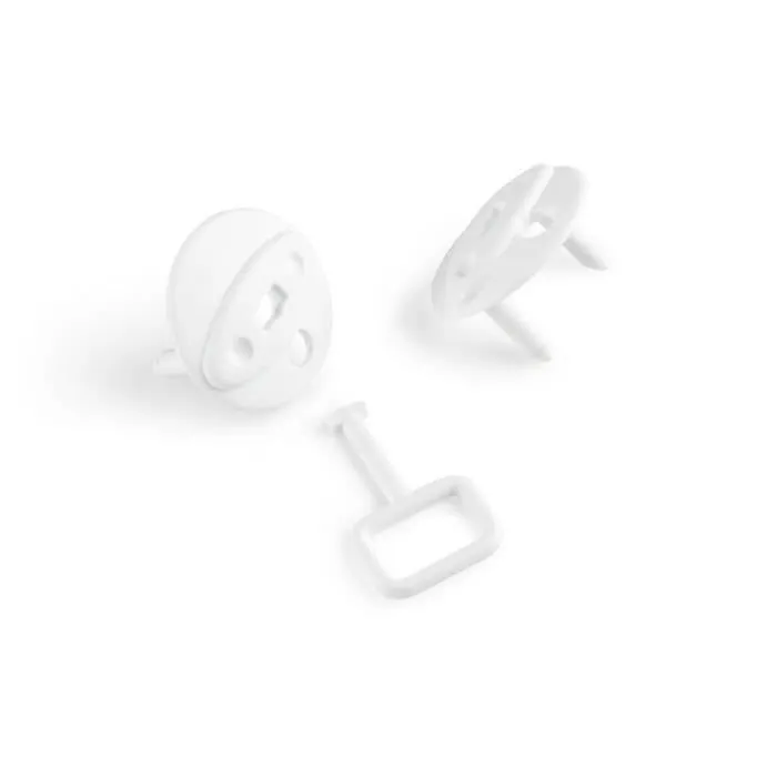 Cache-prises pour bébé - AUBERT CONCEPT - Lot de 12 + 4 clés - Blanc - Prises européennes normalisées-0