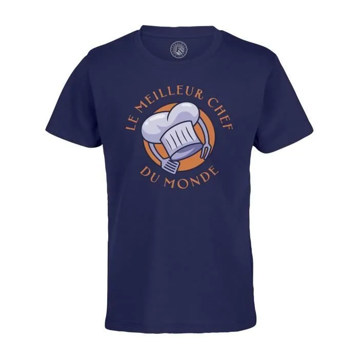T-shirt Enfant Bleu Le Meilleur Chef Cuisinier du Monde Restaurant Cuisine Métier-0