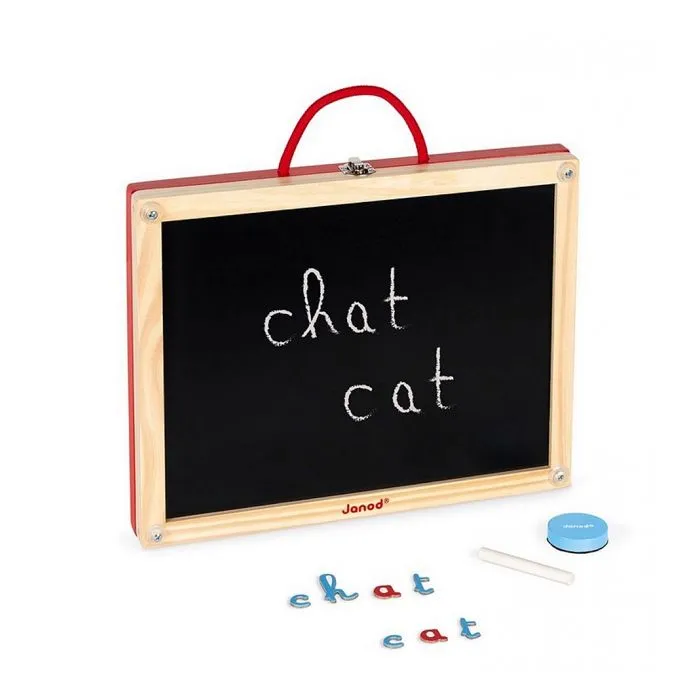 Mallette de Lettres Cursives 4 en 1 - JANOD - Ardoise Enfant en Bois - Rouge - Dès 3 ans-2