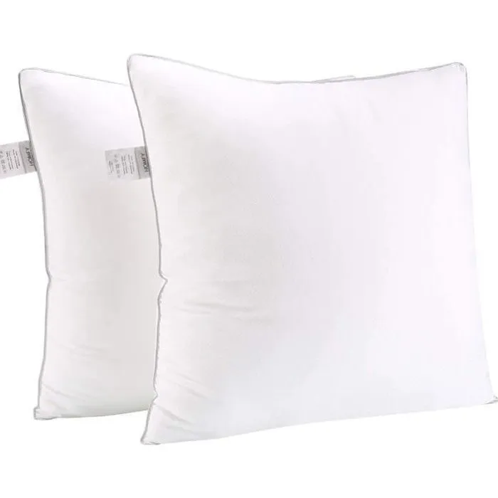 Oreillers 60x60 Lot de 2, Oreiller Ferme, Coussin, Garnissage Fibre Creuse, Blanc, Respirant, Anti-Acarien et Hypo-Allergénique-0