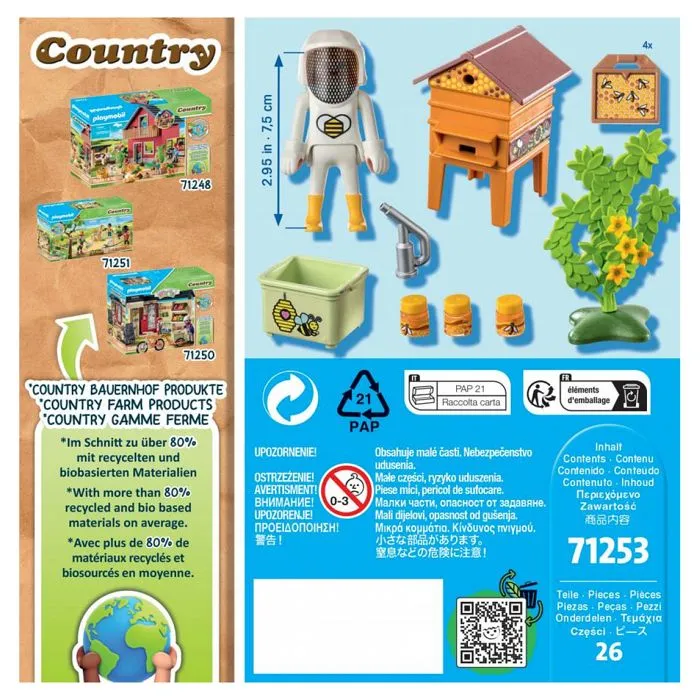 Playmobil - PLAYMOBIL - 71253 Country Apicultrice avec ruche - Enfant - Rouge - 26 pièces-1