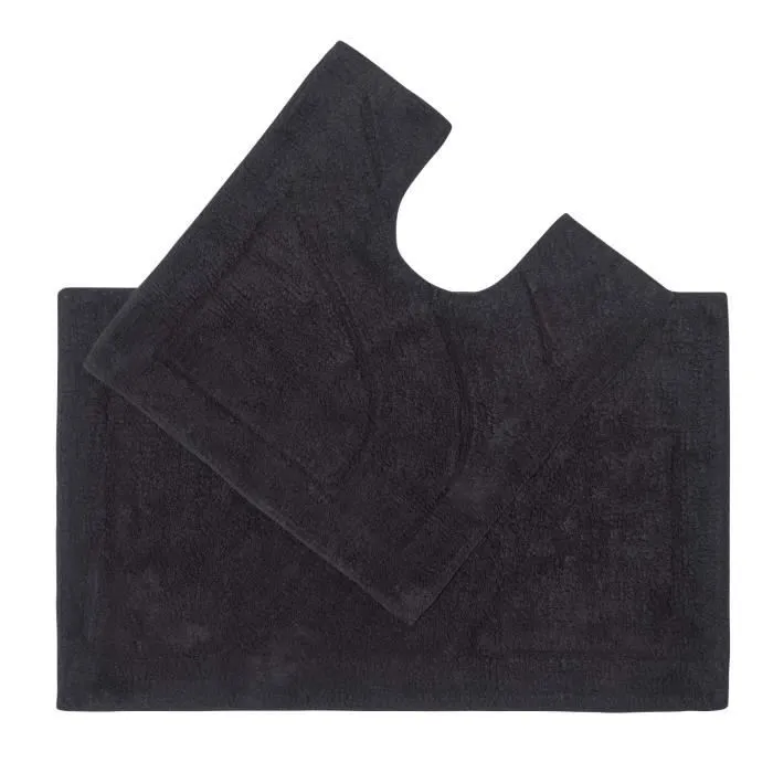 Tapis de bain haut de gamme 2 pièces Noir-0