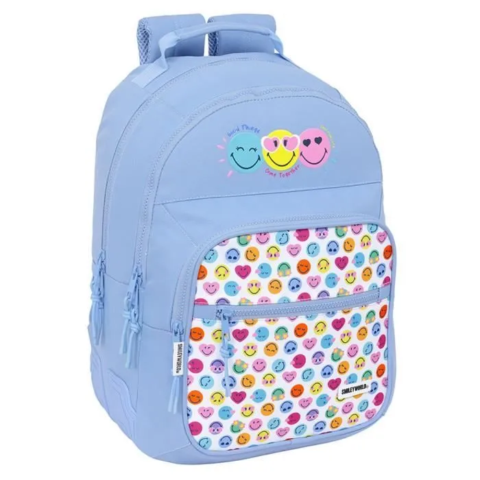 Sac à dos - Smiley World - Heureux - 42 CM - 2 Compartiments - 20 Litres - Bleu-0