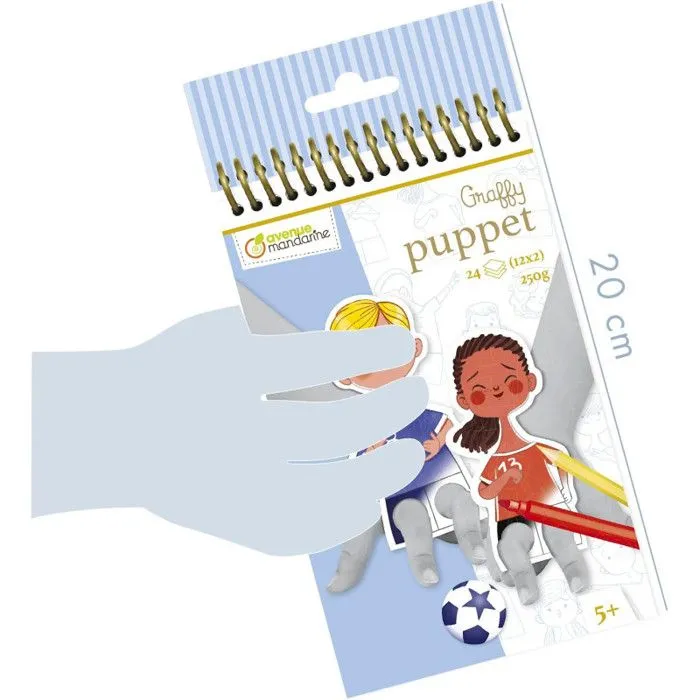 Carnet de 24 marionnettes à doigt à colorier Graffy puppets - Football-4