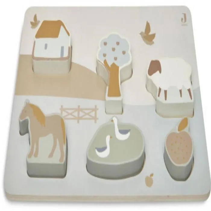 Puzzle en bois - JOLLEIN - Ferme - 6 pièces - Animaux - Mixte-2