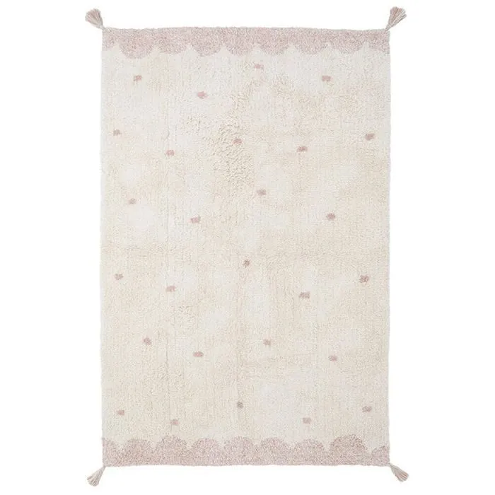 Tapis enfant - Nattiot - Minna - Coton naturel - 100x150 cm - Rose-0