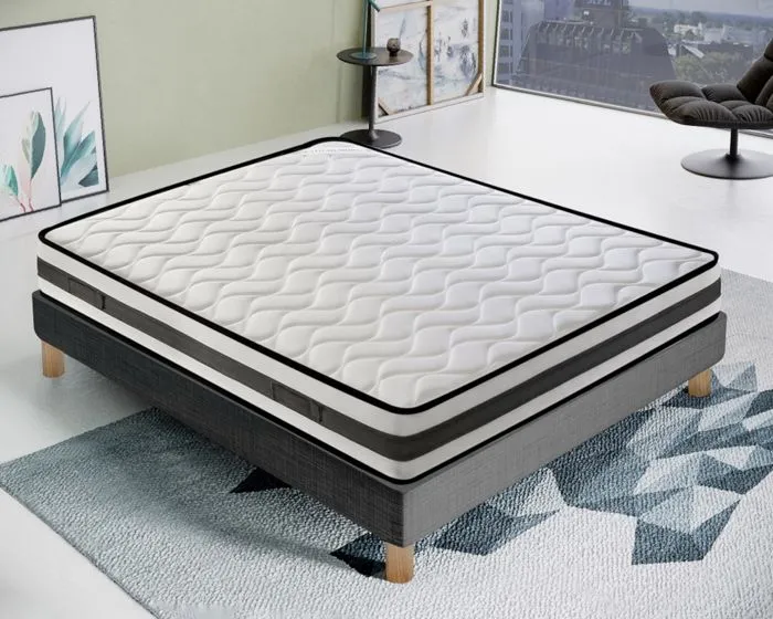 Matelas Mousse 140x190 - Haute Densité - Epaisseur 20 Cm - Réversible - Côté Été/hiver - Modèle Fenis-0