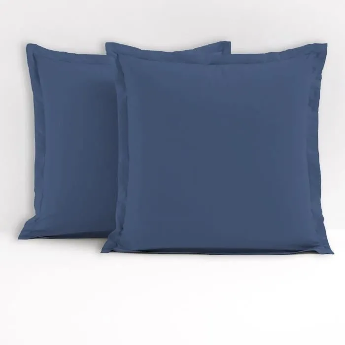 LOVELY HOME Lot de 2 taies d'oreiller carrés - 63 x 63 cm - 100% coton - Bleu-0