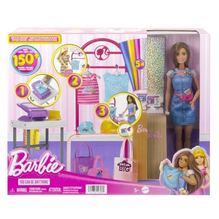 Barbie-Coffret Boutique Créations, avec poupée et accessoires de mode HKT78-1