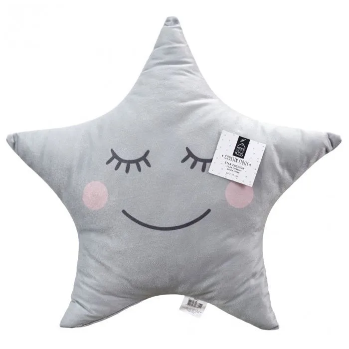 Coussin - Forme étoile - 44 x 37 cm - Gris-1