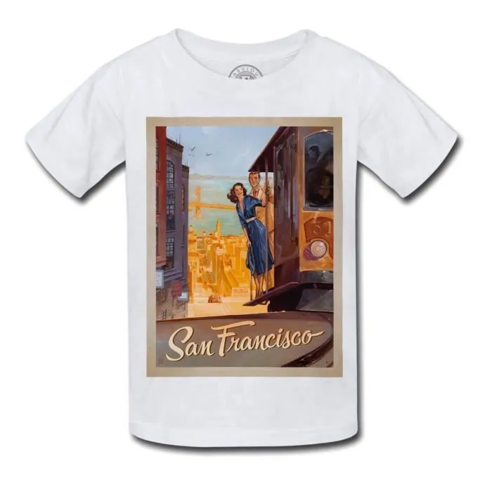 T-shirt Enfant San Francisco Californie Affiche Poster Vintage Voyage Art Deco 30's-0