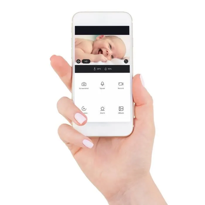 Babyphone Wi-Fi avec caméra ALECTO SMARTBABY5BK Noir - Ondes zéro émission - Numérique - DECT-1