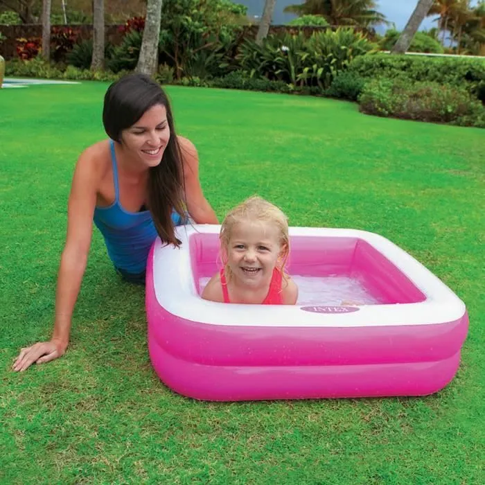 INTEX Piscine gonflable enfant / bébé pataugeoire Carree 85 x 85 x 23 cm (couleur aléatoire)-0