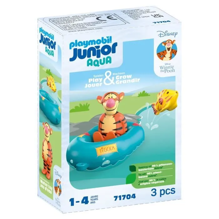 PLAYMOBIL Junior 71704 Tigrou avec canot, Flotte dans l'eau, Jouet pour le bain, Junior & Disney, Dès 12 mois-0