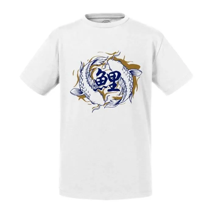 T-shirt Enfant Blanc Poisson Koi Japon Asie Culture Carpe-0