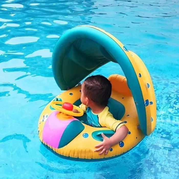 Bouée Bébé gonflable - SUN BABY - sun baby Bouee Bebe - toit pare-soleil amovible - volant rotatif - klaxon-1
