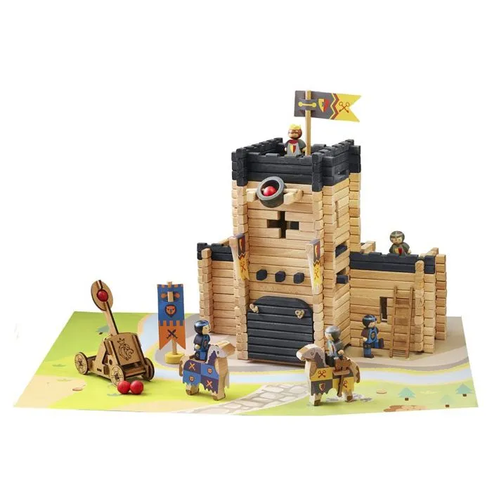 Jeu de construction - Jeujura - 8028 - Château fort - Catapulte - 270 pièces en bois-1