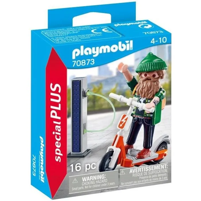 PLAYMOBIL - 70873 - Hipster avec trotinette électrique - Bleu - 16 pièces - Malte - 4 ans et plus-0