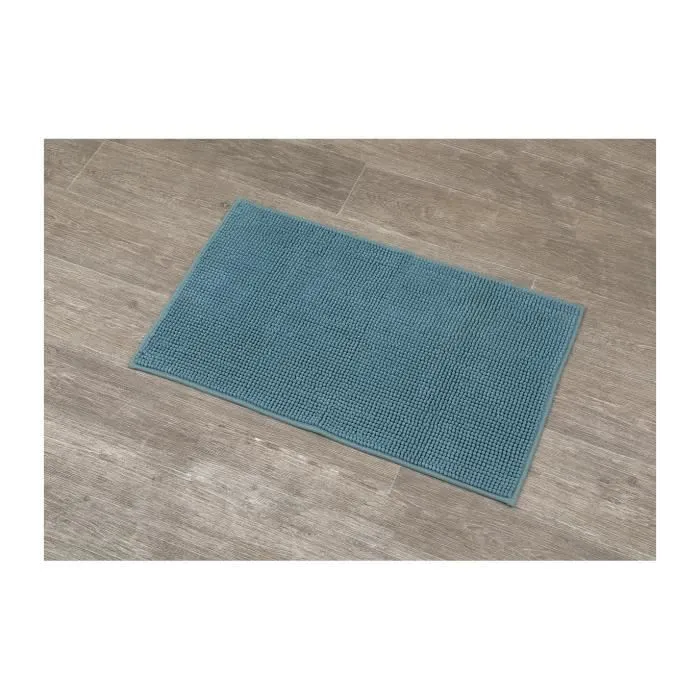 TENDANCE - Tapis de salle de bain Bleu pagode en Microfibre Boules 45 x 75 cm-1