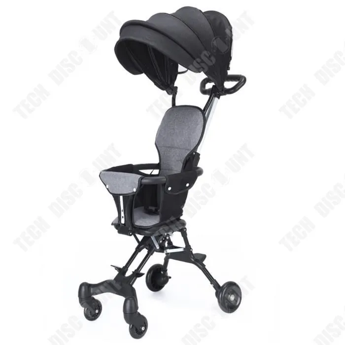 TD® Poussette légère et pliable bidirectionnelle poussoir pare-soleil bébé anti-renversement à quatre roues chariot stable et robust-0