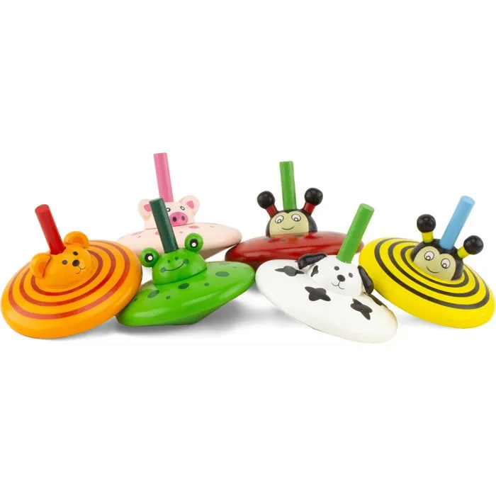 Toupie - Ulysse - Lot de 6 toupies animaux - En bois - Pour enfants à partir de 6 ans - Mixte-0