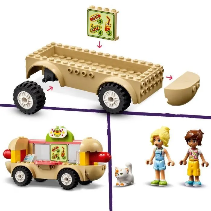 LEGO® 42633 Friends Le Food-Truck de Hot-Dogs, Jouet de Restaurant Mobile, avec Figurines et Chat, Cadeau Enfants-3
