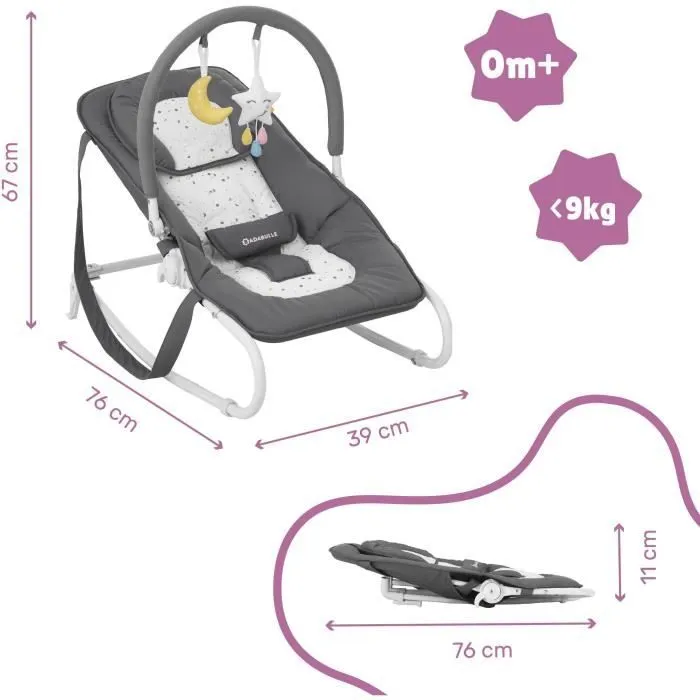 Badabulle Transat pour bébé Easy Moonlight - Arche de jeux-5