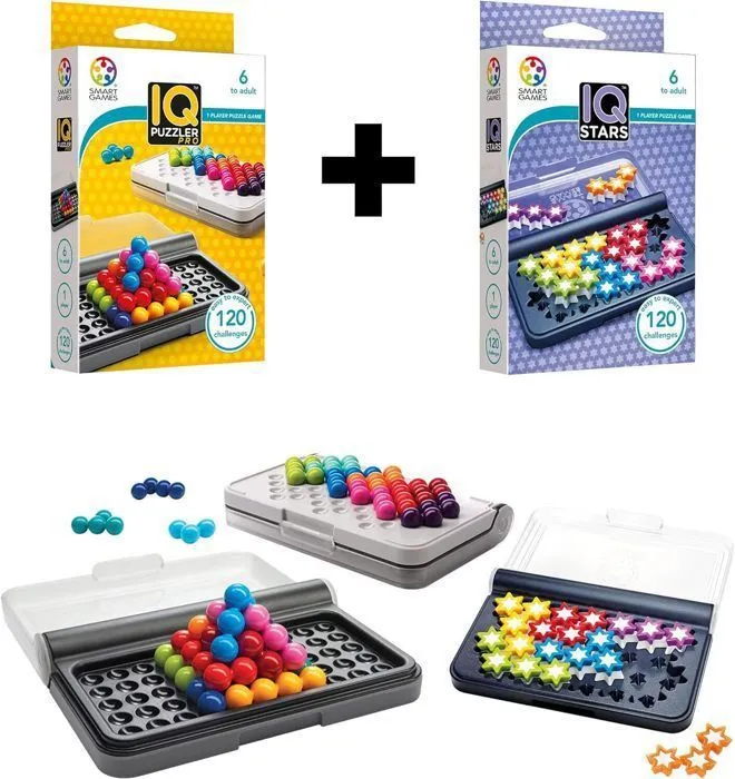 IQ Puzzler Pro + IQ Stars - Puzzle Enfant 6 Ans - Jeu De Societe Enfant 6 Ans - Jeux De Société Enfant - 240 défis - Jeux Voyage-1