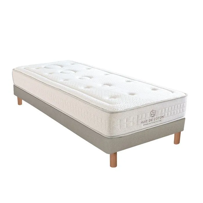 Ensemble PRELUDE 2.0 90x200 cm | Matelas Latex 100% Naturel + Sommier Bois | Beige-0