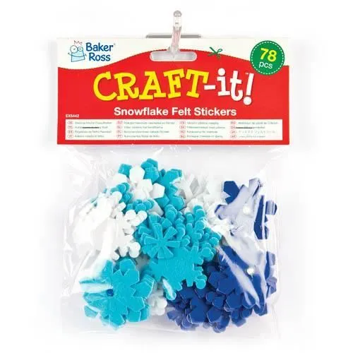 Autocollants Flocons de Neige en Feutrine pour enfants à utiliser pour les décorations de cartes, loisirs créatifs (Lot de 78)-3