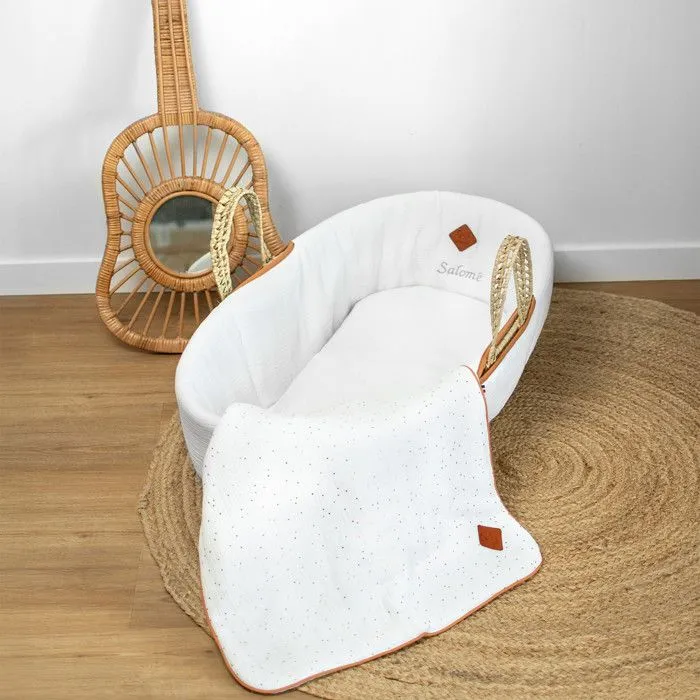 Couffin bébé avec Matelas Habillage et Drap Housse Blanc Taille Unique-2